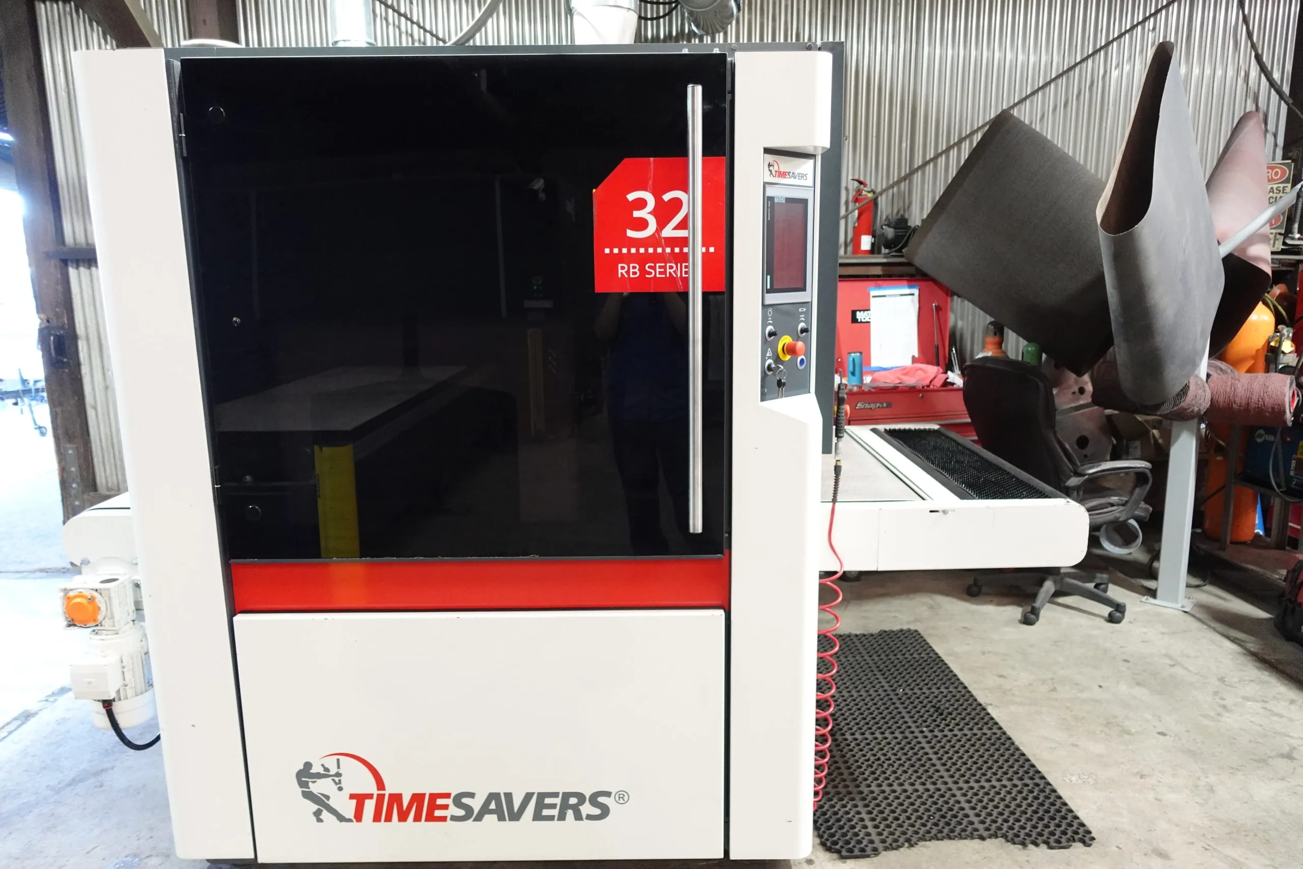 Timesavers wide-belt deburring and finishing machine in the C&M shop